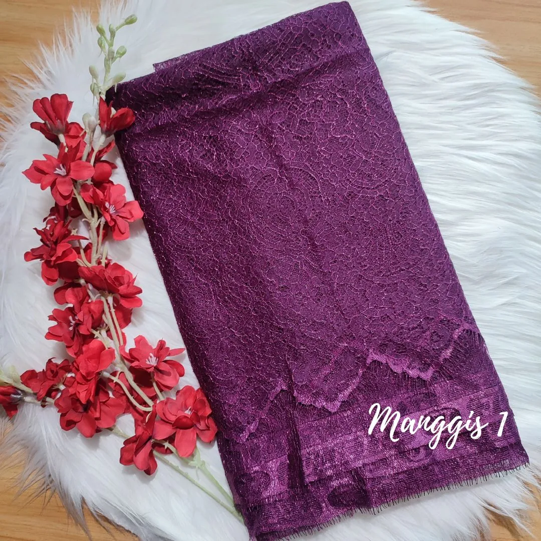 PANEL CHANTILLY METALIC - [ KODE 5219 ]  - GRADE B - BAHAN KEBAYA - GAUN PENGANTIN - FASHION MODERN view 3