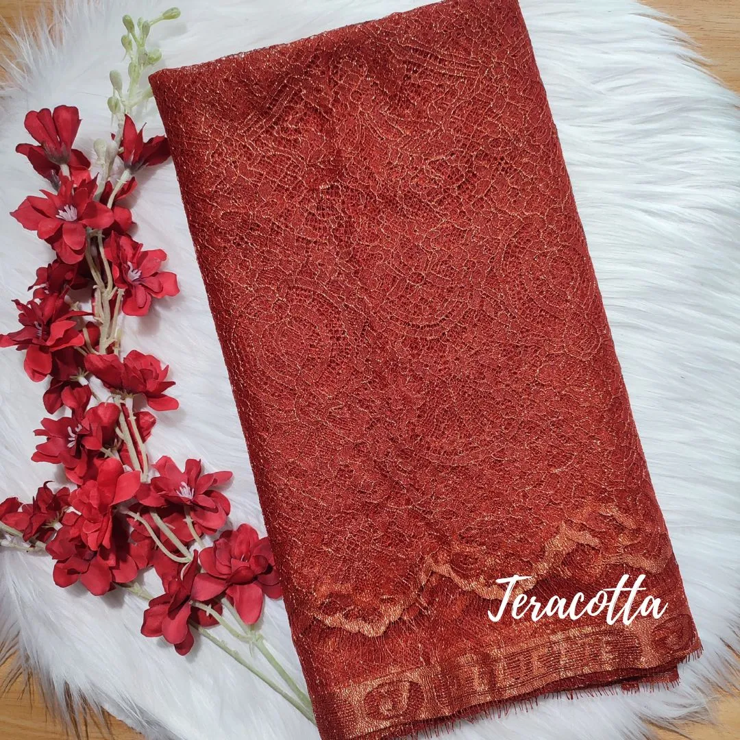 PANEL CHANTILLY METALIC - [ KODE 5219 ]  - GRADE B - BAHAN KEBAYA - GAUN PENGANTIN - FASHION MODERN view 13